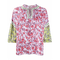 Alice+Olivia Blusa color block com estampa floral - Roxo