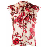 Alice+Olivia Blusa com laço e estampa floral - Neutro