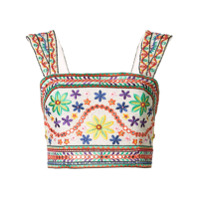 Alice+Olivia Blusa Esme cropped com bordado floral - Branco