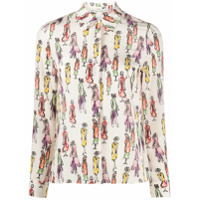 Alice+Olivia Camisa de seda com estampa corrida - Neutro