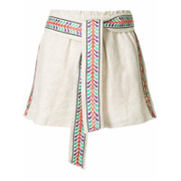 Alice+Olivia Short Linn de linho com bordado - Branco