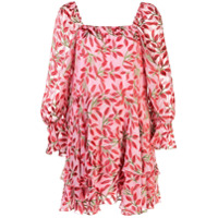 Alice+Olivia Vestido decote quadrado com estampa floral - Rosa