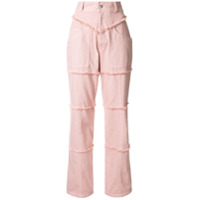 AMBUSH Calça jeans cintura alta com acabamento desfiado - Rosa