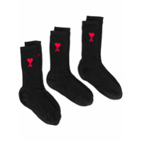 AMI Pacote 3 pares de meias com detalhe de logo - Preto