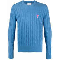 AMI Suéter de tricô com patch de logo - Azul