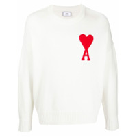 AMI Suéter decote careca com logo oversized - Branco
