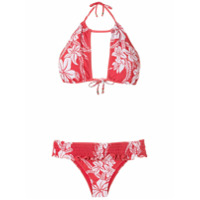 Amir Slama Biquíni estampado com babados - Vermelho