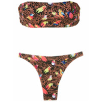 Amir Slama Biquíni sem alça estampado - Preto