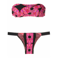 Amir Slama Biquíni sem alça patchwork - Preto