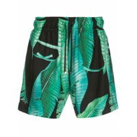 AMIRI Bermuda de cetim com folha de bananaeira - Azul