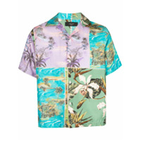 AMIRI Camisa Hawaiian de cetim com patchwork - Azul