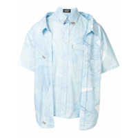 Andrea Crews Camisa oversized com sobreposição e estampa - Azul