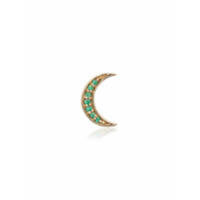 Andrea Fohrman Brinco único Crescent Moon de ouro 14k com esmeralda - Verde