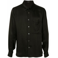 Ann Demeulemeester Camisa de cetim com colarinho removível - Preto