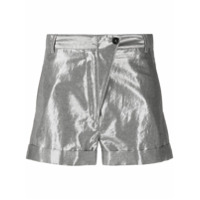 Ann Demeulemeester Short cintura alta metálico - Prateado