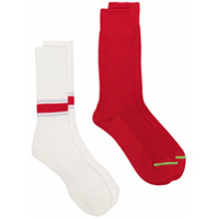 ANONYMOUS ISM Conjunto 2 pares de meias caneladas - Vermelho