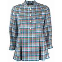 A.P.C. Blusa com peplum e estampa xadrez - Azul