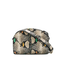 A.P.C. Bolsa Demi-Lune mini com efeito pele de cobra - Marrom