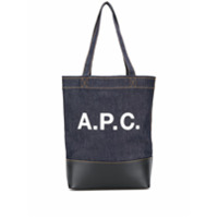 A.P.C. Bolsa tote jeans com estampa de logo - Azul