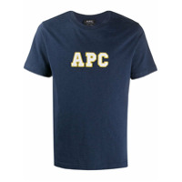 A.P.C. Camiseta de algodão orgânico com estampa de logo - Azul