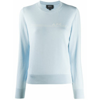 A.P.C. Suéter de tricô com logo contrastante - Azul