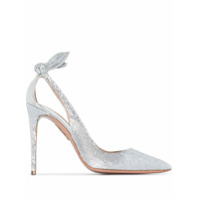 Aquazzura Sapato Deneuve de couro com paetês - Prateado