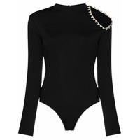 AREA Body com recorte vazado e aplicação de cristais - Preto