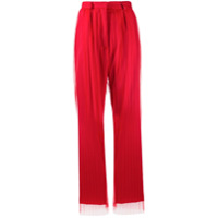 Atu Body Couture Calça reta Villain com tule - Vermelho