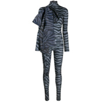 Atu Body Couture Macacão oversized com estampa de tigre e detalhe de laço - Cinza