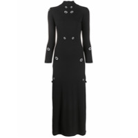 Atu Body Couture Vestido midi canelado com bordado - Preto