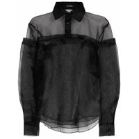 AV Vattev Camisa translúcida com sobreposição - Preto