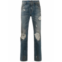 B-Used Calça jeans cintura média destroyed - Azul