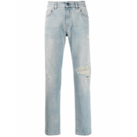 B-Used Calça jeans reta com cintura média - Azul