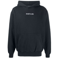 Babylon LA logo embroidered long-sleeved hoodie - Preto