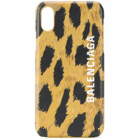 Balenciaga Capa para iPhone XS Cash com estampa de leopardo - Marrom