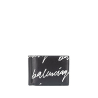 Balenciaga Carteira Cash com estampa de logo - Preto
