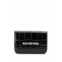 Balenciaga Carteira de couro com estampa de logo - Preto
