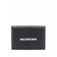 Balenciaga Carteira dobrável com estampa de logo - Preto