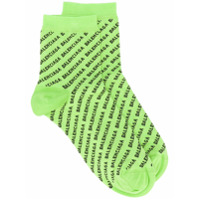 Balenciaga Par de meias de tricô com logo corrido - Verde