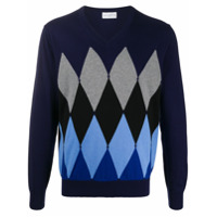 Ballantyne Suéter de tricô com padronagem de losangos - Azul
