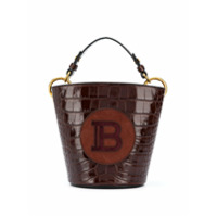 Balmain Bolsa bucket com patch de logo - Marrom