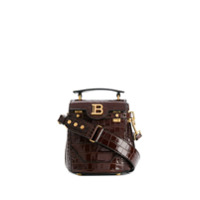 Balmain Bolsa bucket de couro com efeito pele de crocodilo - Marrom