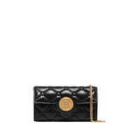Balmain Bolsa mini de couro com acabamento de corrente - Preto