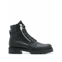 Balmain Bota de couro com logo gravado - Preto