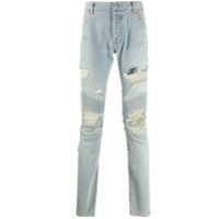 Balmain Calça jeans skinny com efeito destroyed - Azul