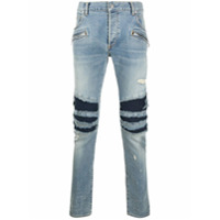 Balmain Calça jeans slim com efeito desgastado - Azul