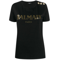 Balmain Camisa com logo e aplicação de botões - Preto