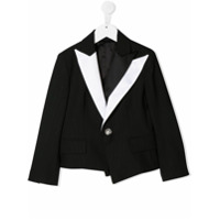 Balmain Kids Blazer com lapelas contrastantes - Preto