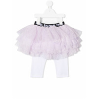 Balmain Kids Calça com sobreposição de tule com poás - Rosa