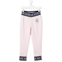 Balmain Kids Calça esportiva com acabamento de logo - Rosa